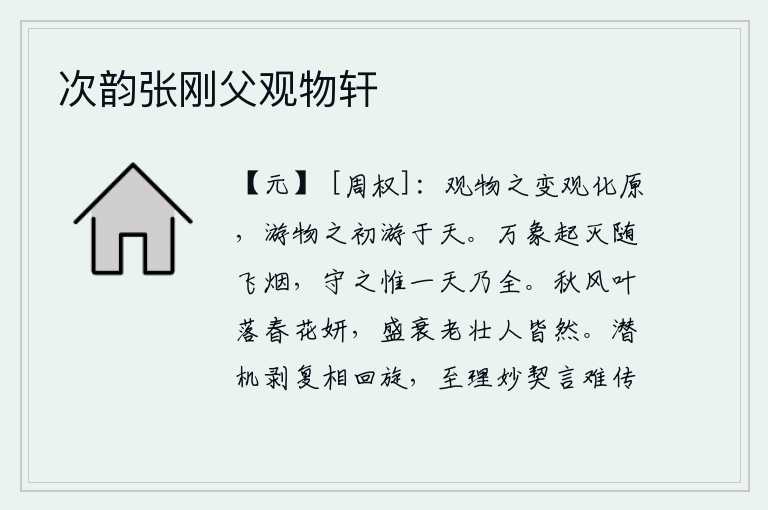 次韵张刚父观物轩