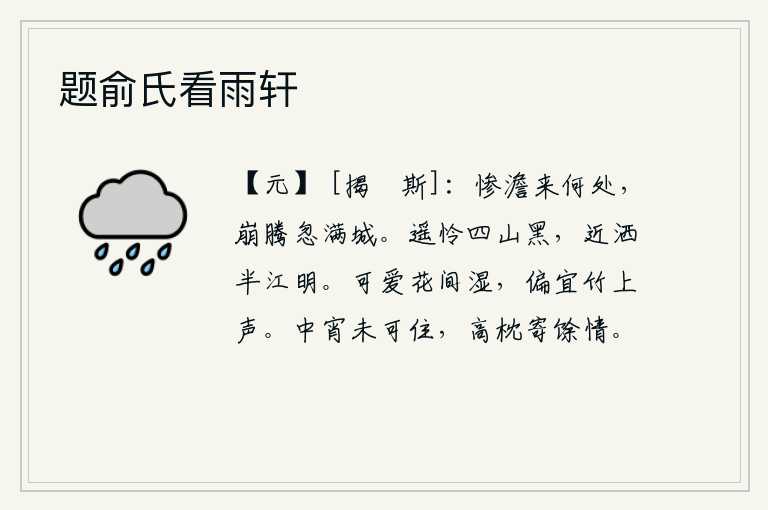 题俞氏看雨轩