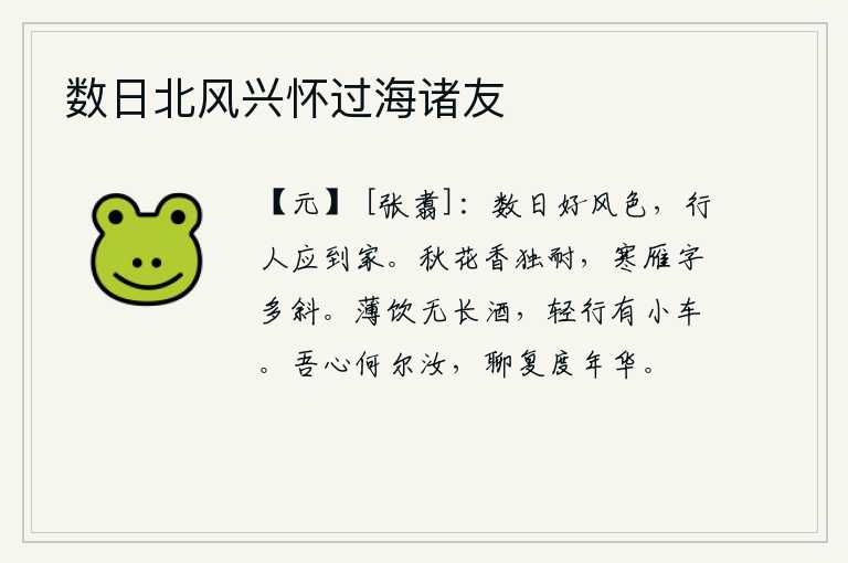 数日北风兴怀过海诸友